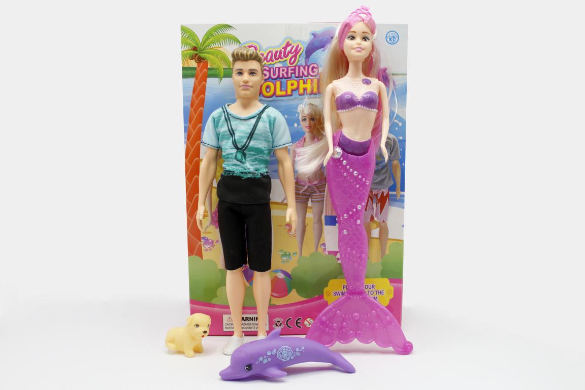 Beauty Surfing Dolphin Mermaid Doll Set Toy (8090-A)